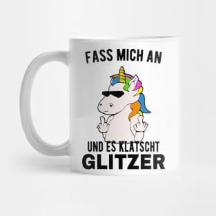 Einhorn zeigt Mittelfinger Es Klatscht Glitzer Fun Mug